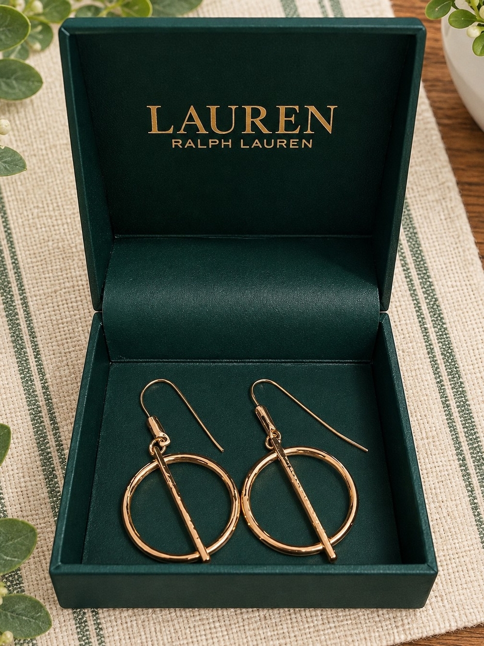 Lauren Ralph Lauren Gold Circle & Bar Drop Earrings